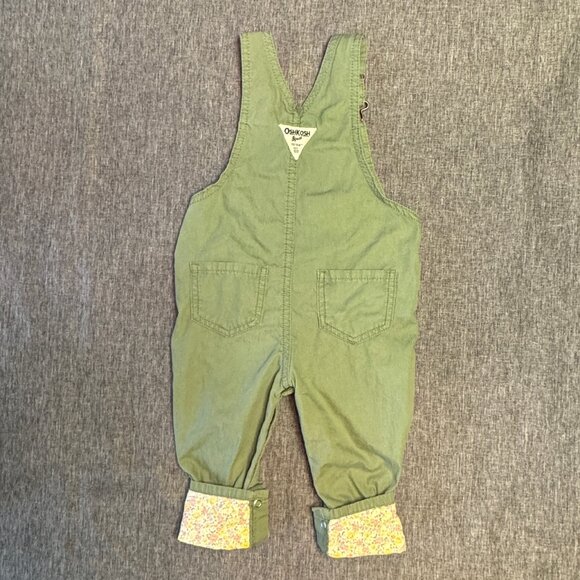 OSHKOSH B’gosh Baby overalls with floral lining & matching shirt - 18 mo - Green - Picture 5 of 12